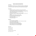 Travel Advisor Job Description example document template
