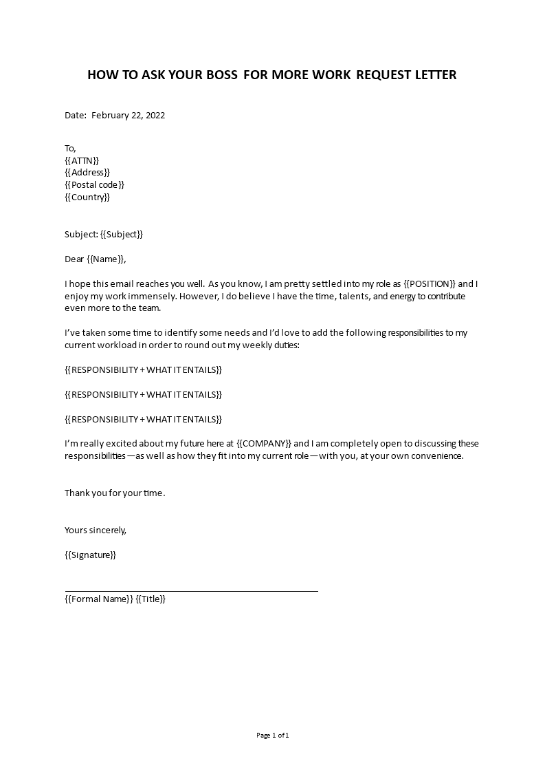 increase workload request letter