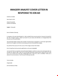 Application letter for the position of Imagery Analyst