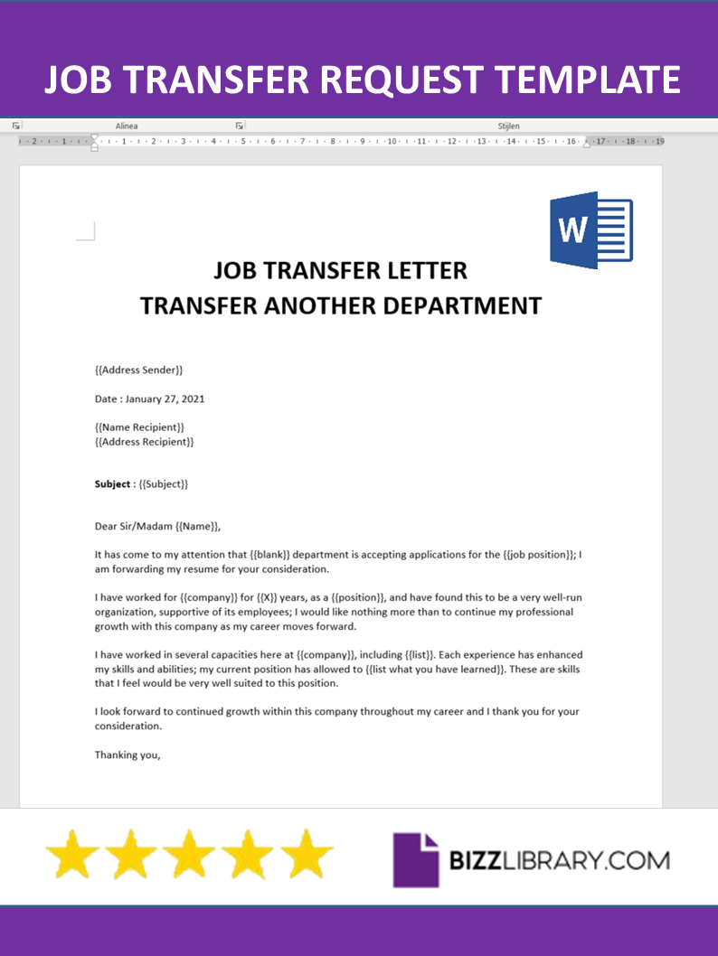 transferring to another department template