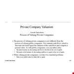 Private Company Valuation Examle example document template