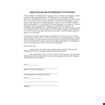Photography Model Release Form | Protect Your Rights as a Photographer example document template