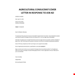 Farming Consultant Cover Letter example document template