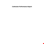 Contractor Performance example document template