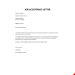 Job offer acceptance email sample example document template