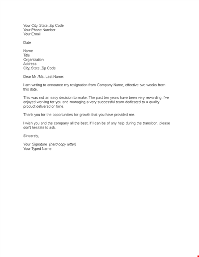 Get Your Two Weeks Notice Template