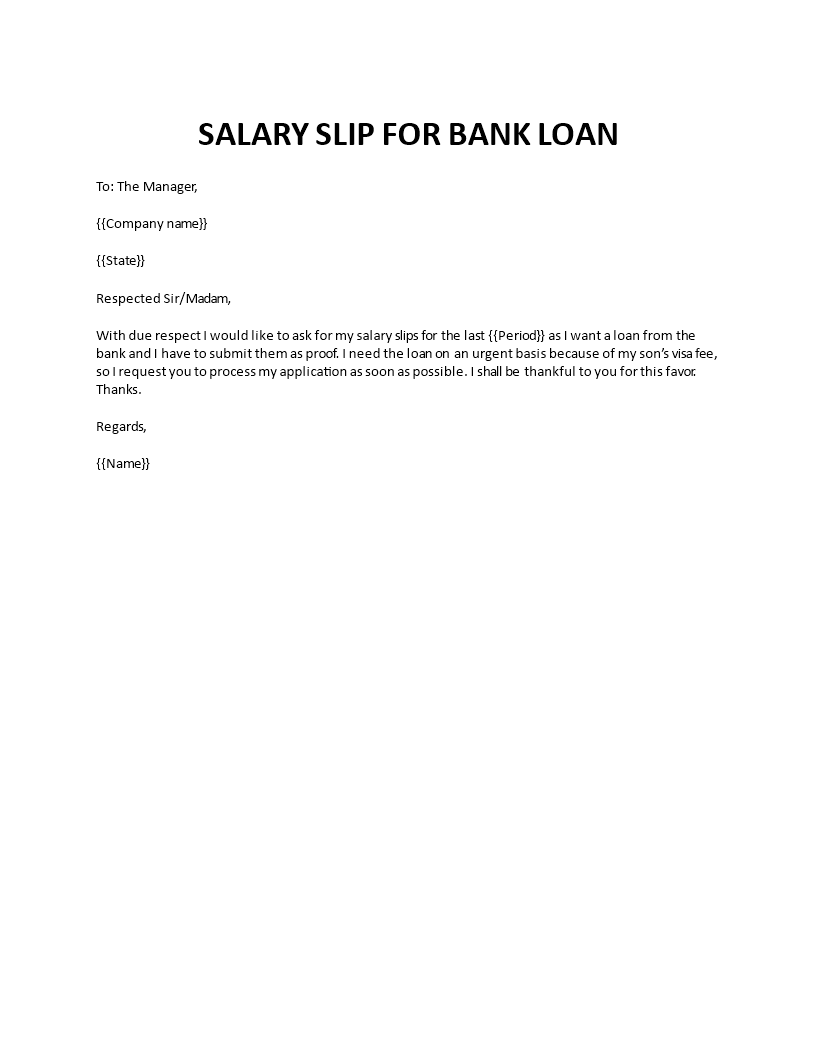 application for salary slip for loan purpose