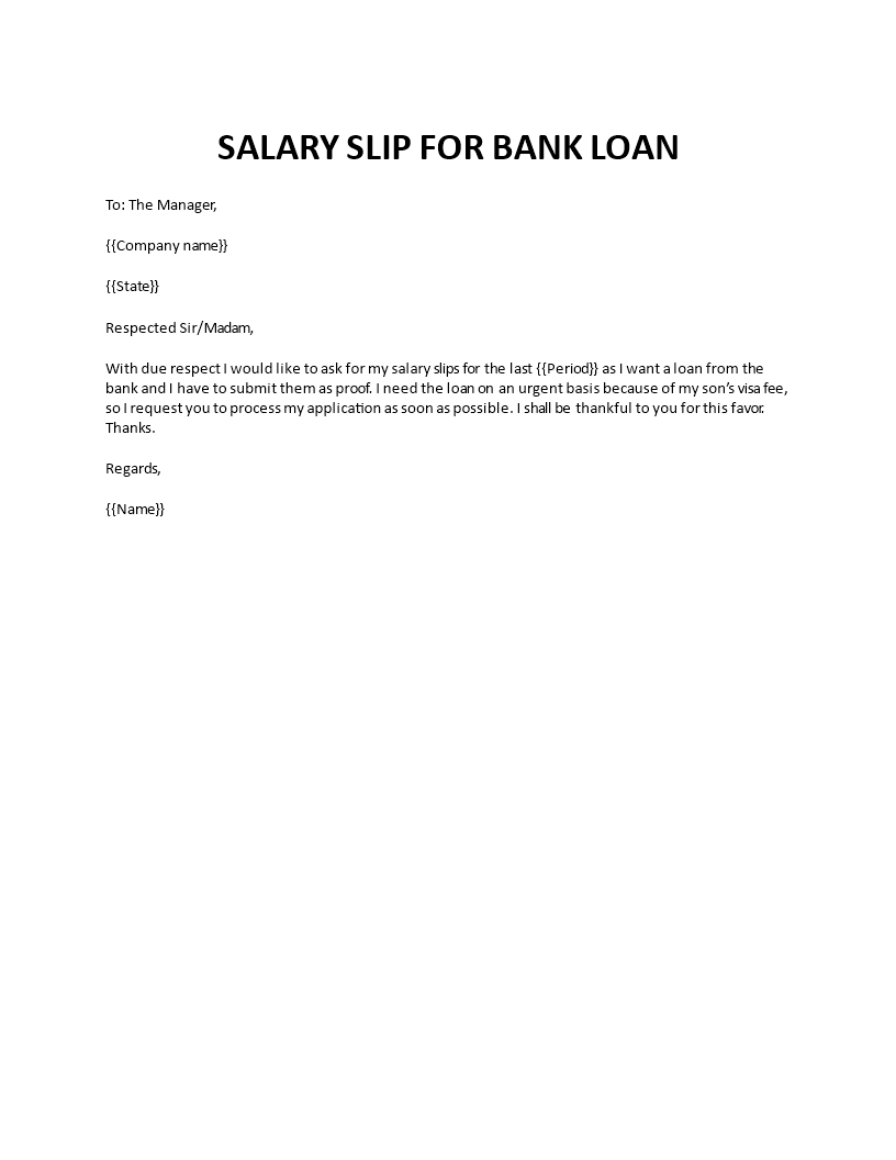 Application for salary slip for loan purpose