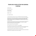 Team leader application letter example document template