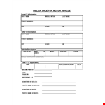 New Motor Vehicle Bill Of Sale Form example document template