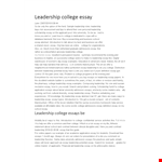 Sample College Leadership Essay example document template
