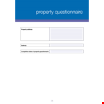 Property Questionnaire Template - Get Your Property Questions Answered example document template 