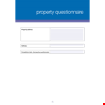 Property Questionnaire Template - Get Your Property Questions Answered example document template