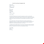 Formal Personal Reason Resignation Letter example document template