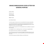 Brand Ambassador cover letter example document template