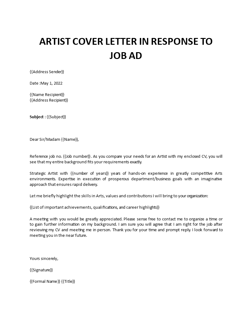artist application letter Main Image artist application letter