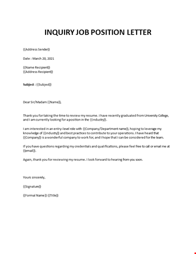 Inquiry Letter Example