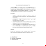 Web Admin Job Description example document template