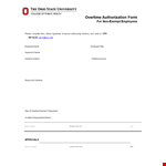 Printed Non Exempt Employees Overtime Authorization Form example document template