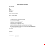 Trade Reference Request Letter example document template