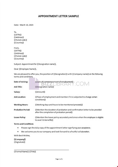 Appointment Letter Template