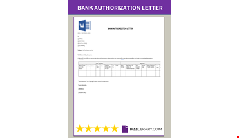 Bank Authorization Letter