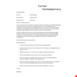 Contemporary Retail Manager Job Description Template for Product Management | Turner example document template