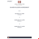 Shareholder Agreement | Ensure clarity & harmony among shareholders example document template