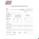 Safety Warning Letter to Employee for Violation example document template