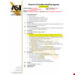 Finance Committee Meeting Agenda - Policy Review | Committee Discussion | Finance example document template