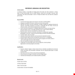 Reference Librarian Job Description example document template