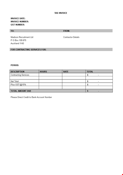 Tax Service Invoice Template Word