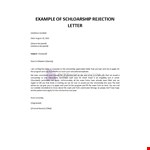 Rejection Scholarship Letter Template example document template