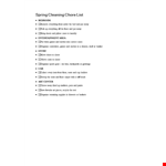 Spring Cleaning Chore List Printable example document template