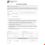 Payment Agreement Template for Lessee example document template