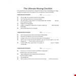 Ultimate Moving Checklist - Everything You Need to Know Before Moving example document template