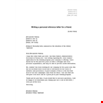 Professional Reference Letter example document template