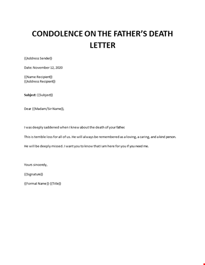 Condolence Father Death