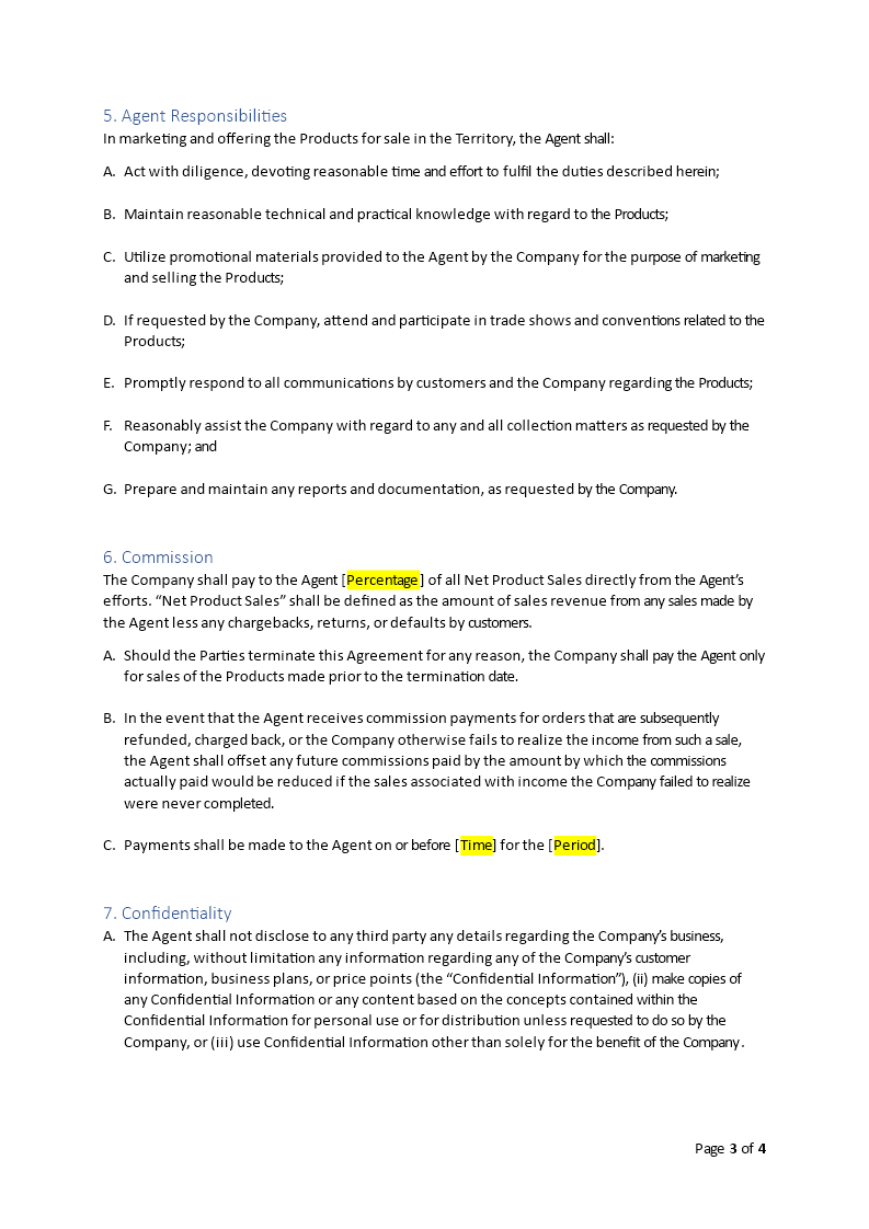 sales agency agreement template sample