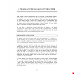 Pharmaceutical Sales Cover Letter Pdf Template example document template