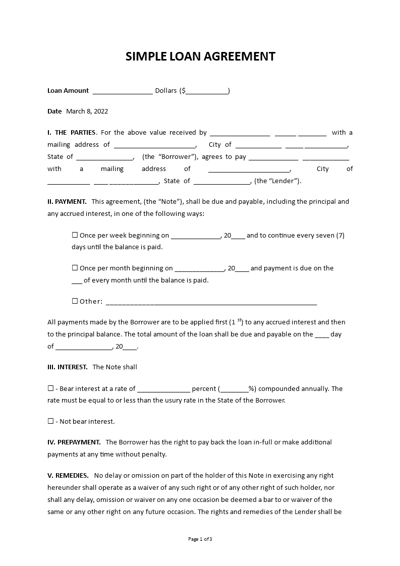 simple loan agreement Main Image simple loan agreement