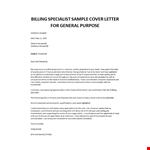 Billing Specialist sample cover letter example document template