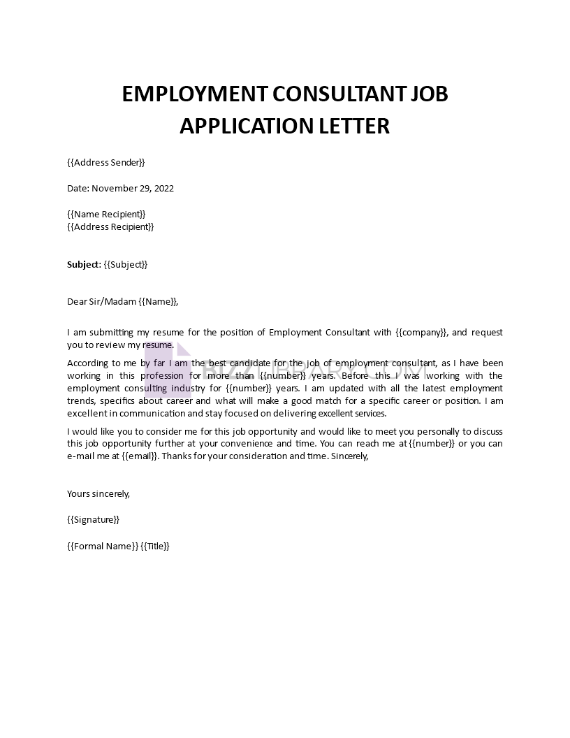 hr consultant job application letter Main Image hr consultant job application letter template