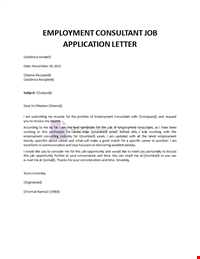HR Consultant Job Application Letter