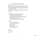 Management Trainee Job Description example document template