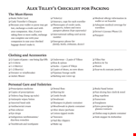 Travel Smart with Our Packing List Template - Never Check Luggage Again! example document template