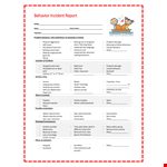 Kids Behavior Incident Report Template | Behavior, Activity, Other | Language Inappropriate example document template