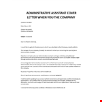 Admin Assistant Cover letter example document template