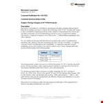 Important Notification: Price Increase Letter for example document template 