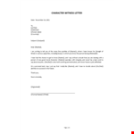 Character Witness Letter Template example document template